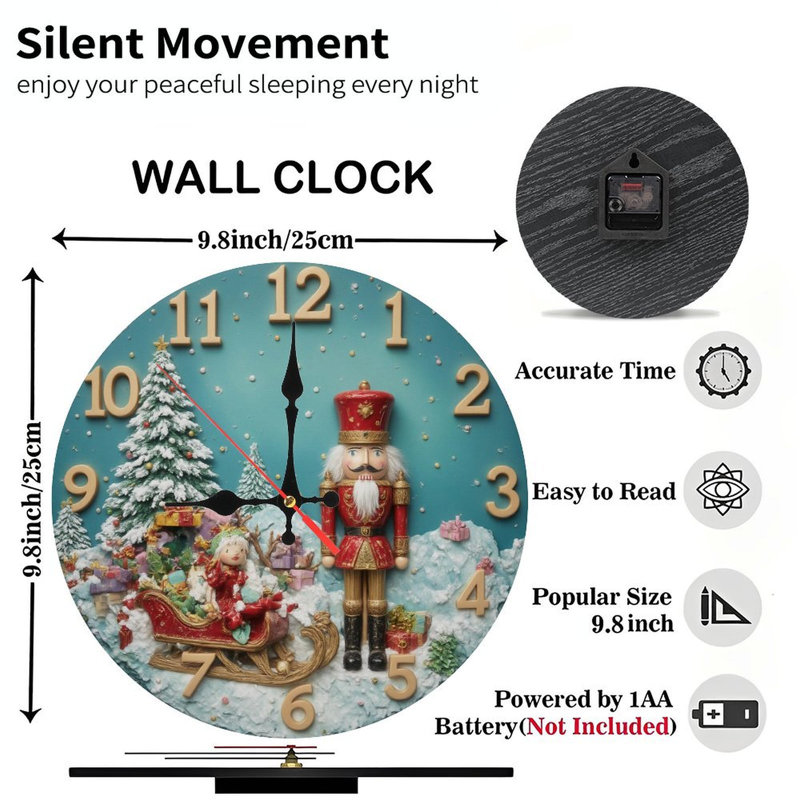 Horloge de Noël-Casse-noisette-Elf-traîneau