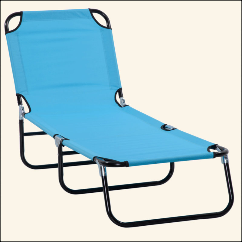 Chaises longues pliantes pour piscine, chaises de bronzage d'extérieur avec dossier inclinable à 5 niveaux, structure en acier pour la plage, la cour et le patio