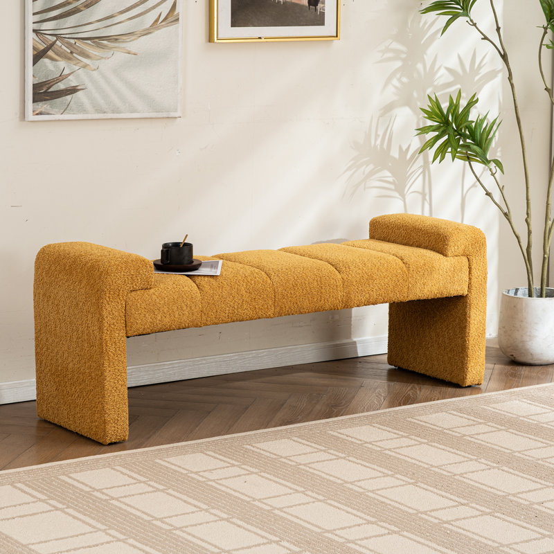 Banc rembourré 60 po avec accoudoirs et capitonné Laytona, Yellow