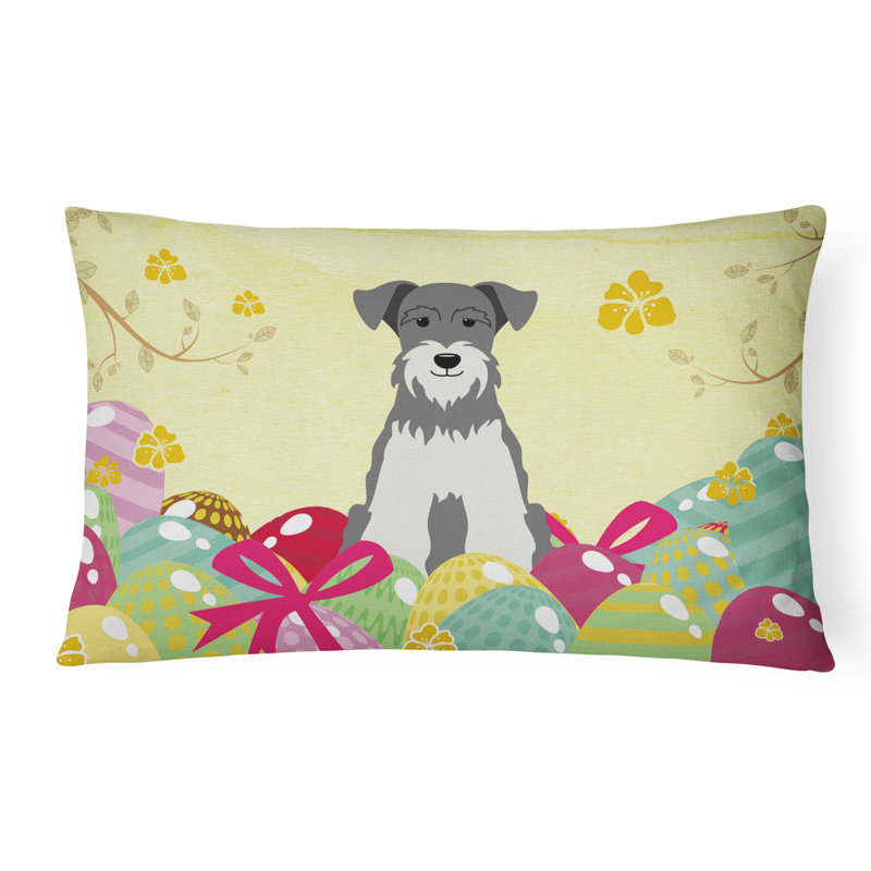 Coussin lombaire schnauzer miniature pâques œufs, Noir / blanc
