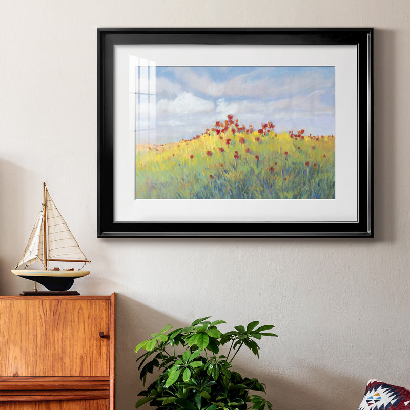 Summer Breeze Meadow II - peinture encadrée, Noir, H 30,5 po x l 42,5 po x P 1 po, Blanc