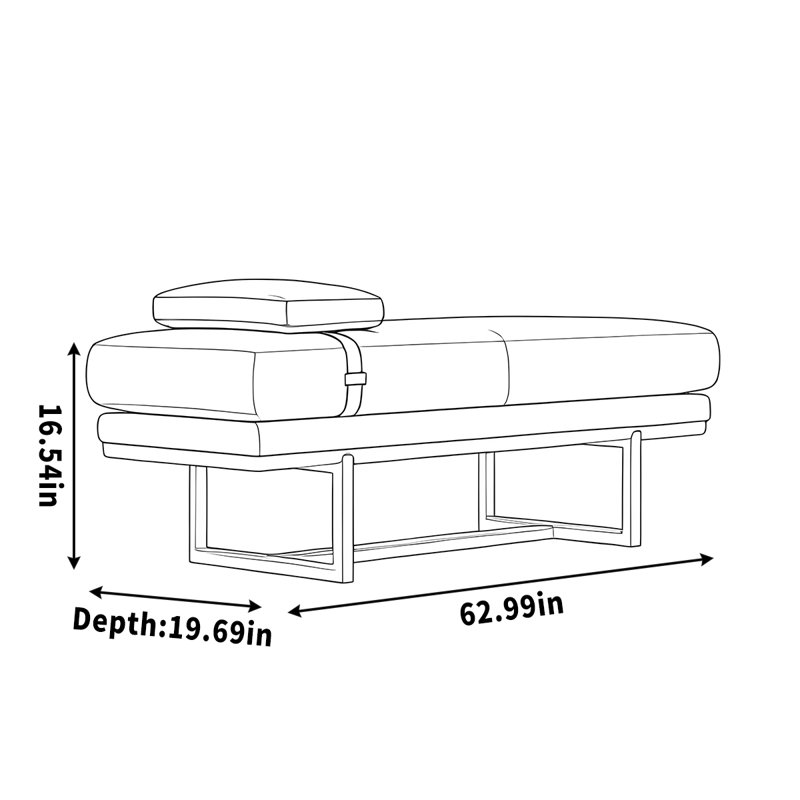 Bench ash linen soft-wrapped cloakroom sofa stool, 16.54" H x 62.99" W x 19.69" D