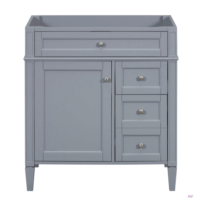 Meuble-lavabo de salle de bain de 30 po sans lavabo supérieur, armoire de rangement moderne avec 2 tiroirs et un tiroir rabattable (BASSIN INCLUS)