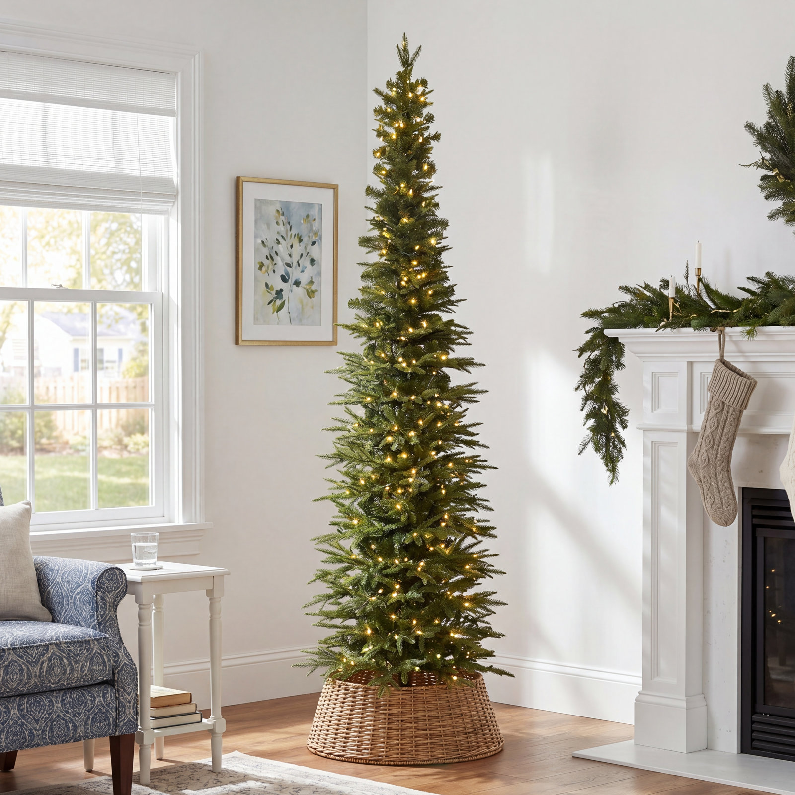 Slim Pre-Lit Fir Christmas Tree, Warm White LED, 8.5' 