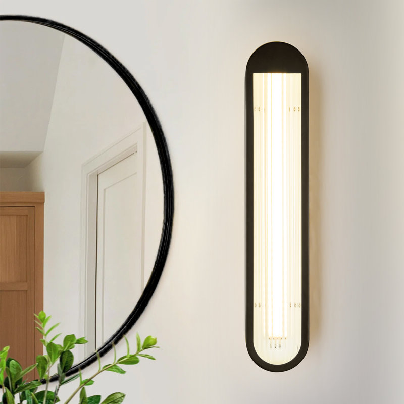 22.6 in. Modern Linear LED Flush Mount Wall Sconce Light, Matte Black
