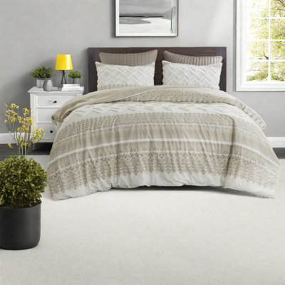 Ensemble de literie en coton Farmhouse, housse de couette 3 pièces avec capitonnage en chenille