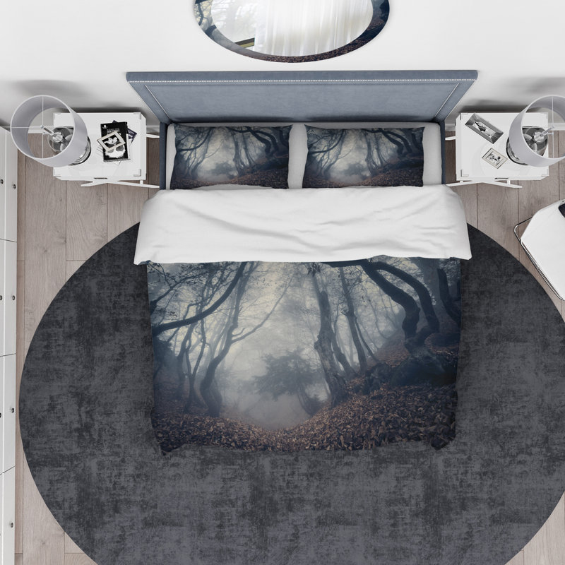 Ensemble de housse de couette Designart Path in Autumn, Housse simple + 1 taie décorative