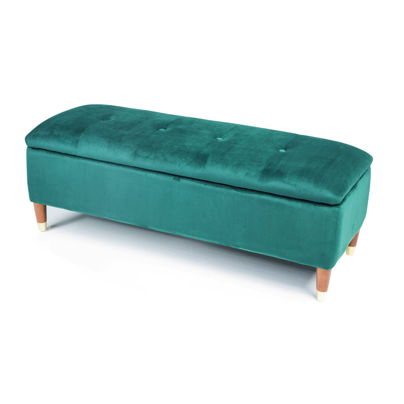 Agnon Upholstered Storage Bench, Emerald