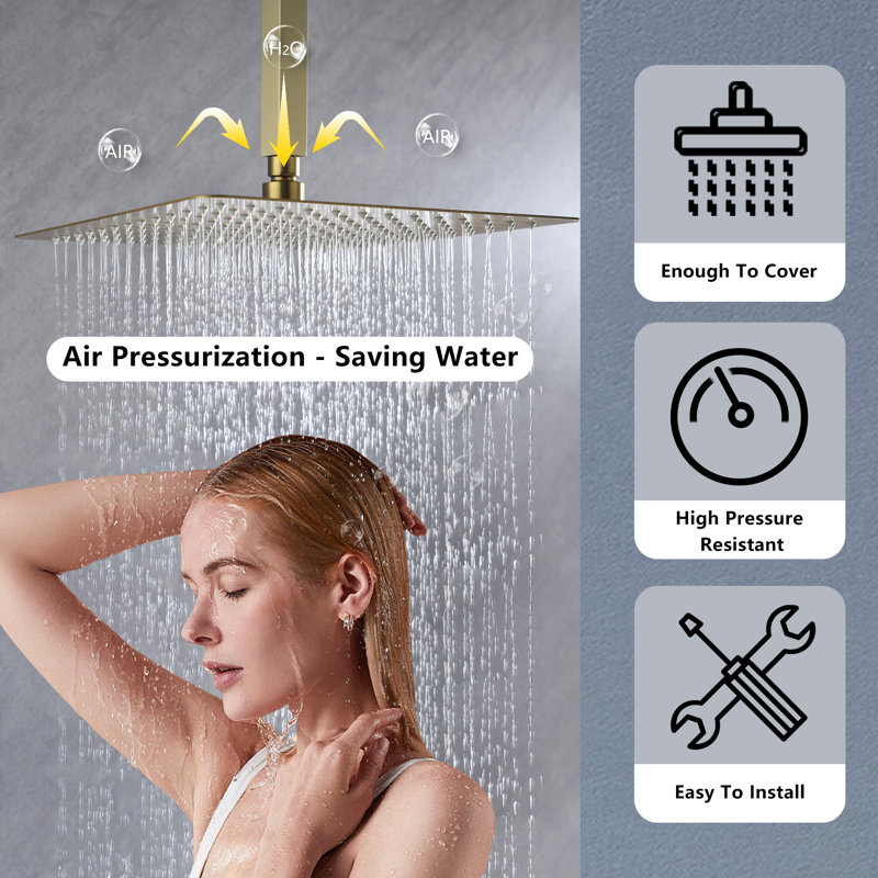 Rain Fixed Shower Head, Brushed Gold