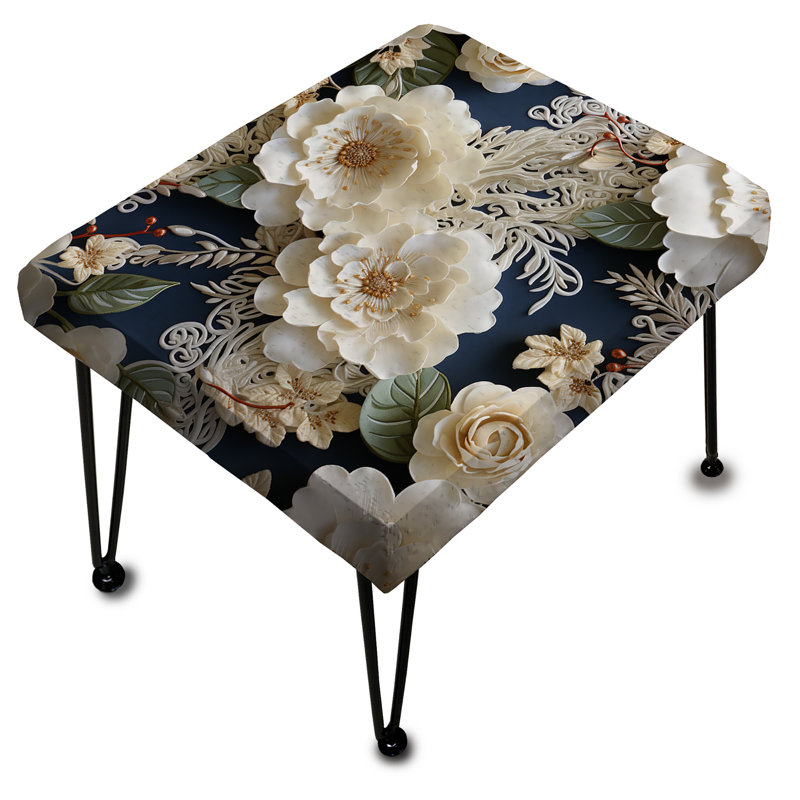 Vintage ivoire floral dentelle romance éclatante - repose-pieds rectangulaire floral