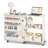 White Folding Sewing Machine Table with Lockable Wheels, Thread Rack & Storage Shelves - Compact Craft Desk for Home Studio