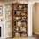 Étagère de rangement pour bibliothèque, présentoir en bois à 6 niveaux avec panneaux latéraux décoratifs, tablette autoportante moderne pour le salon et le bureau personnel