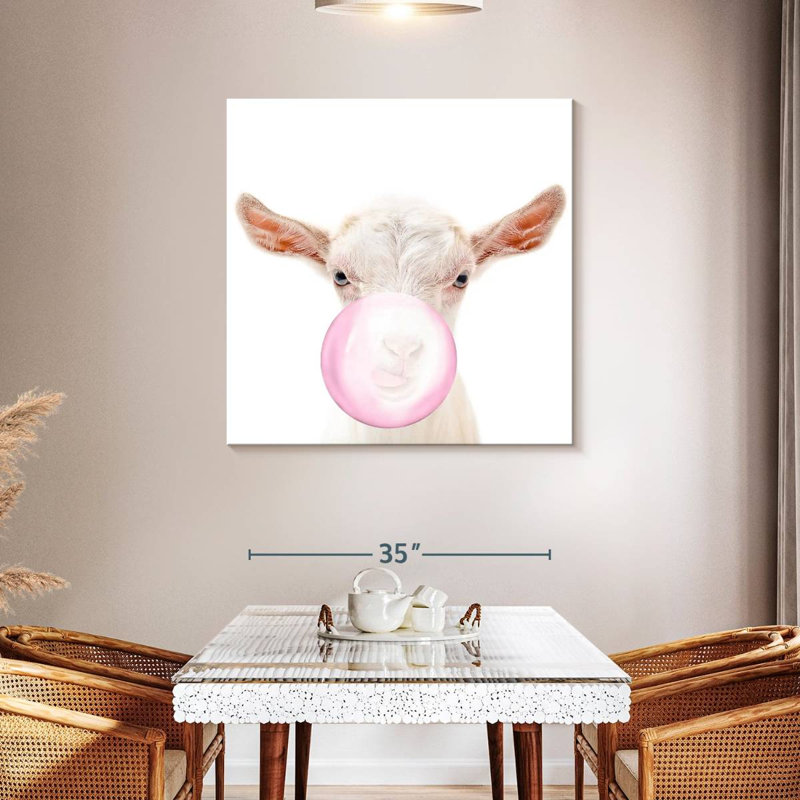 " Bubble Gum Goat ", 39" H x 39" W x 1.25" D