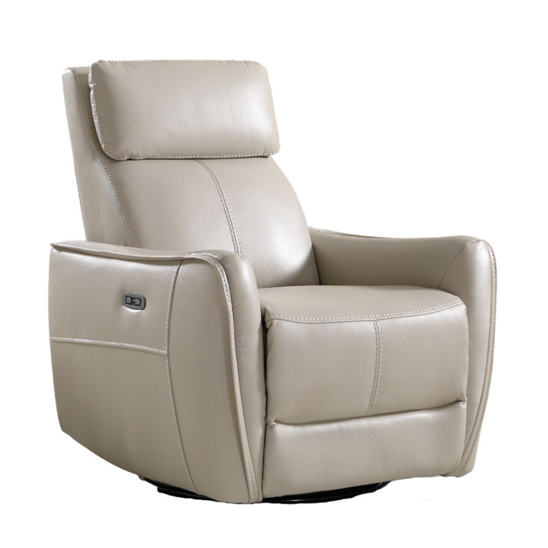 Ronni 32.3" Wide Modern Swivel and Rocker Power Recliner Chair with USB Port (Set of 2), Cream-Gray