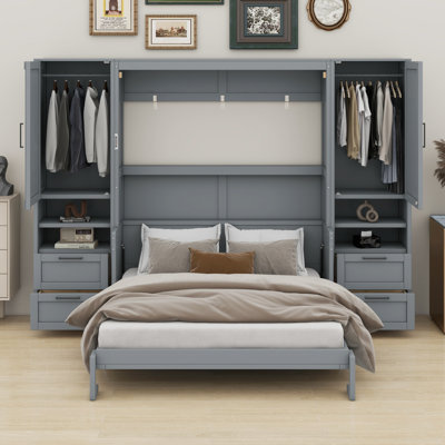 Murphy Bed Wall Bed With Closet ,Drawers And Shelves