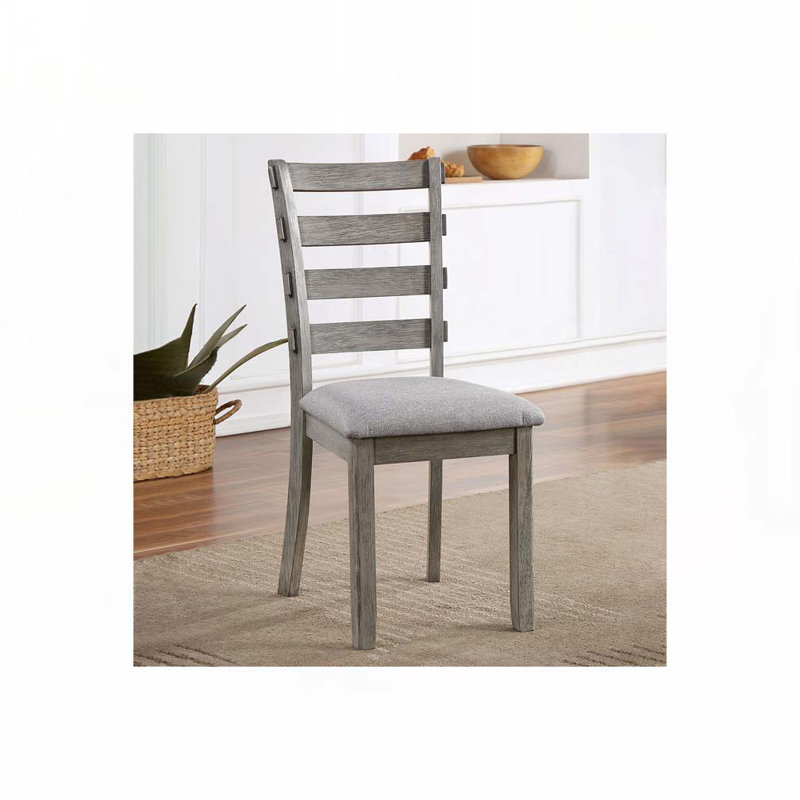 Ensemble de chaises de salle à manger rembourrées en tissu avec dossier échelle, pieds en bois
