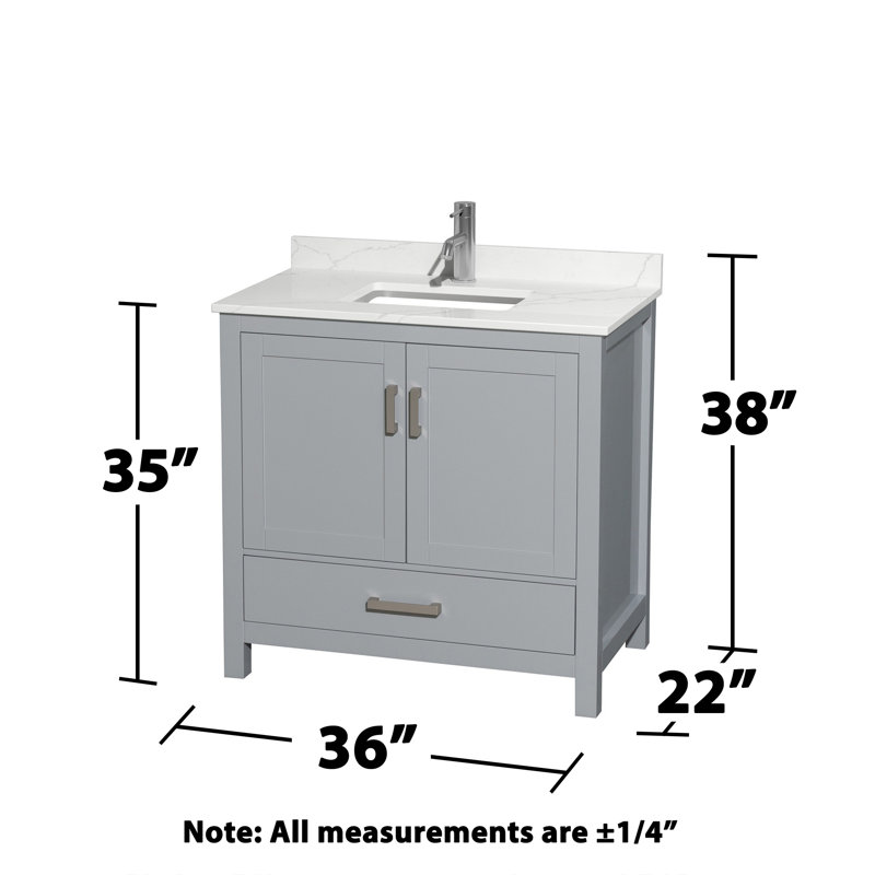 Sheffield 36" Freestanding Single Bathroom Vanity with Quartz Top, Chrome, Gray, Giotto Quartz