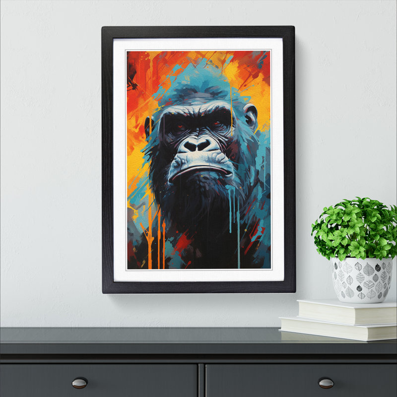 Gorilla Hard Edge Painting - Framed Print, 34cm H x 25cm W x 2cm D