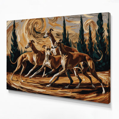 Dogs Italian Greyhound Brown Canvas Wall Art