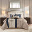 Ensemble d'édredon luxueux en jacquard 7 pièces avec broderie élégante et coussins décoratifs assortis, parfait pour une chambre à coucher élégante et confortable