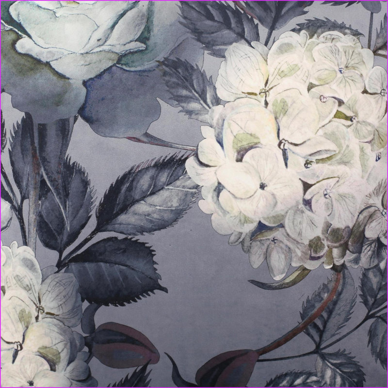 Ottoman Large Square Flower Print Slate Gray 42x24x19 – Ottoman or Floor Cushion | Gray+ Flower | Velvet, Gray Floral 