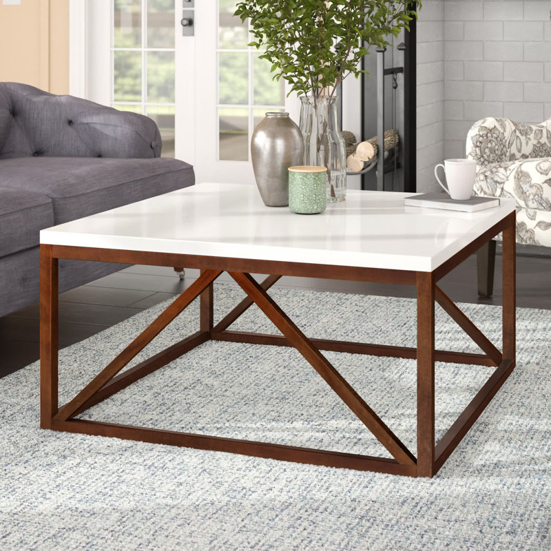 Hambly Coffee Table, White, Walnut Brown
