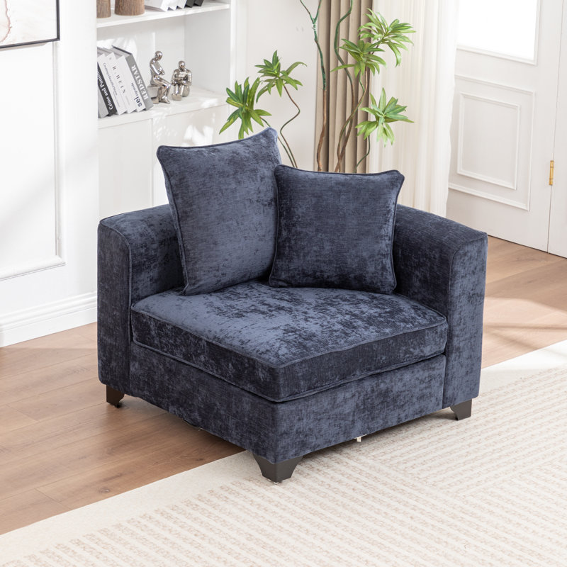 Fauteuil d'angle rembourré pour canapé modulaire Bennett, Bleu