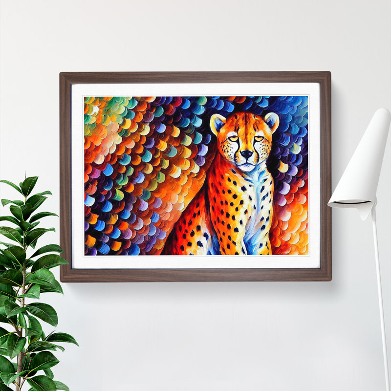 Cheetah Vol.1 Abstract - Single Picture Frame Painting, 46cm H x 64cm W x 2cm D, Walnut