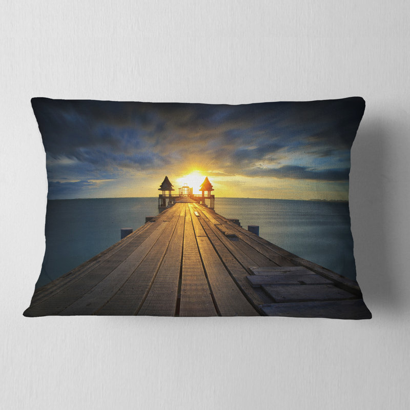 Coussin de pont en bois illuminé Pier, Rectangulaire, 12 po x 20 po