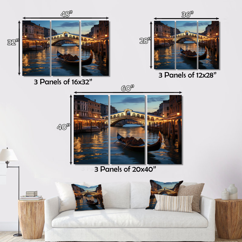 Italie, pont du Rialto Ponte II - Italie, art mural, H 30 po x l 40 po x P 1,5 po, Brown Floater Framed