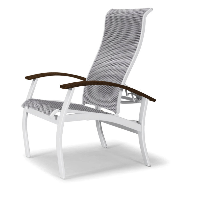 Belle Isle Outdoor Dining Armchair, Titanium Sunbrella®, Kona, Gloss White