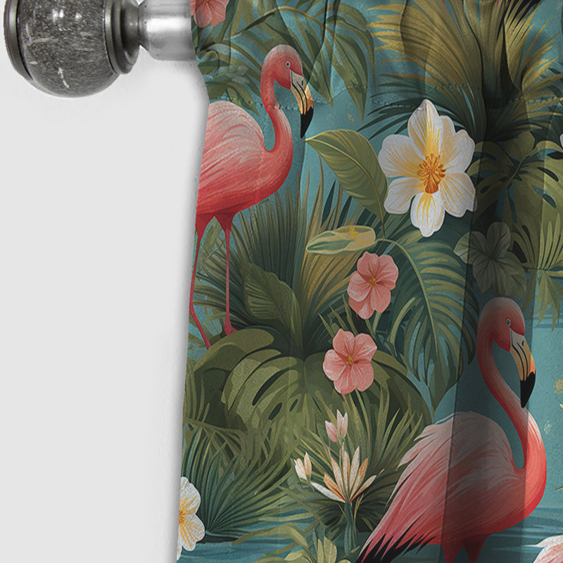 Motif tropical Flamingo Paradise - Rideau floral - Rideau occultant floral - 1 panneau, L 52 po x L 95 po