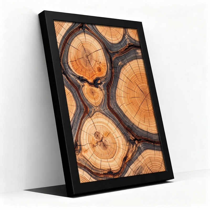 Art mural sur toile en bois naturel brun et gris, H 36 po x l 24 po