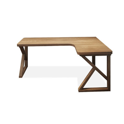 Bureau en bois massif en L Burlywood