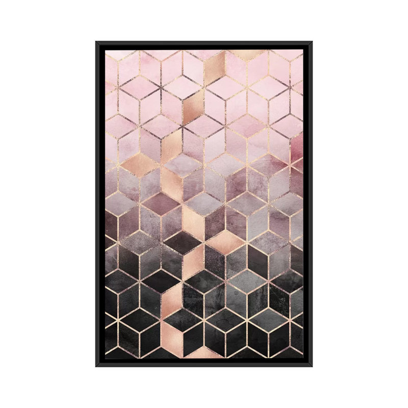 « rose &, cubes gris, cubes gris, rectangulaires » par elisabeth fredriksson, reproduction d’impression sur toile tendue
