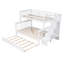 Lit superposé simple avec lit gigogne simple, garde-corps et rangement spacieux - Bois massif blanc pour la chambre à coucher fonctionnelle-6323606