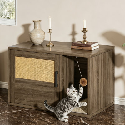 Cat Litter Box Enclosure, Hidden Litter Box Cabinet Furniture, Indoor Cats House