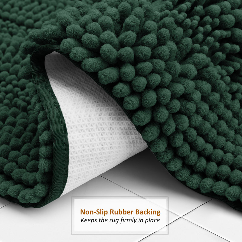 Hunter Green Microfiber Chenille Bath Rug