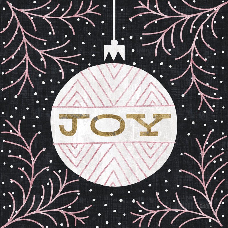 «Jolly Holiday Ornaments Joy Metallic» par Michael Mullan, reproduction sur toile tendue, H 20 po x l 20 po, Toile tendue