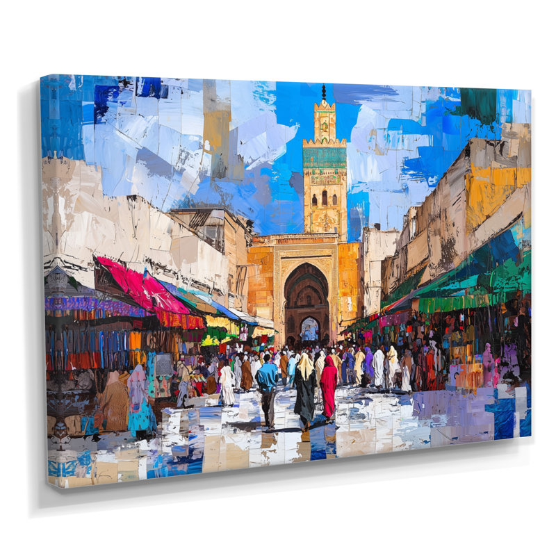 Décoration murale paysage marocain Fez, Toile tendue, H 16 po x l 32 po, Ne s’applique pas