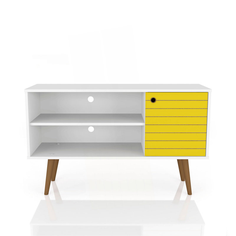 Meuble télé blanc et jaune