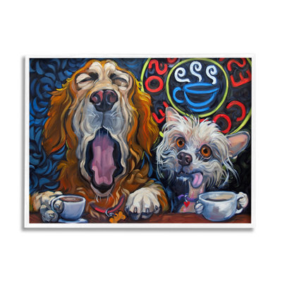 " Bold Modern Dogs Coffee Bar Yawning Teacups " by CR Townsend Painting Print