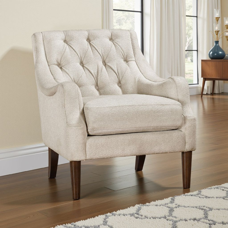 Chaise d'appoint moderne et contemporaine Discus 30,5 po - Fauteuil d'appoint Boucle, Beige