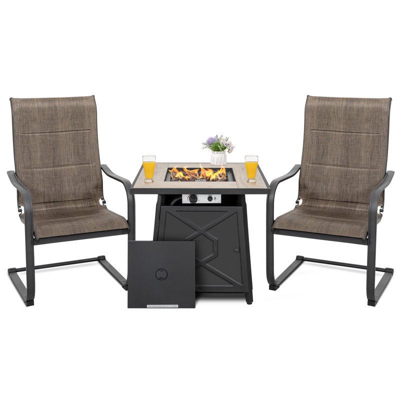 Gonsalve Square 2 - Person 28.2'' Long Fire Pit Table Dining Set