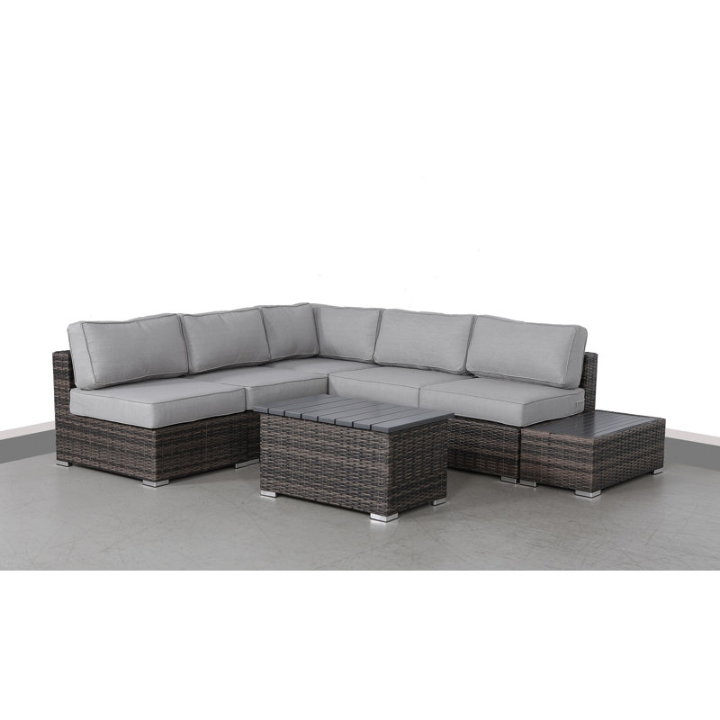 Hewie Wicker Fully Assembled 4 - Person Seating Group with Cushions