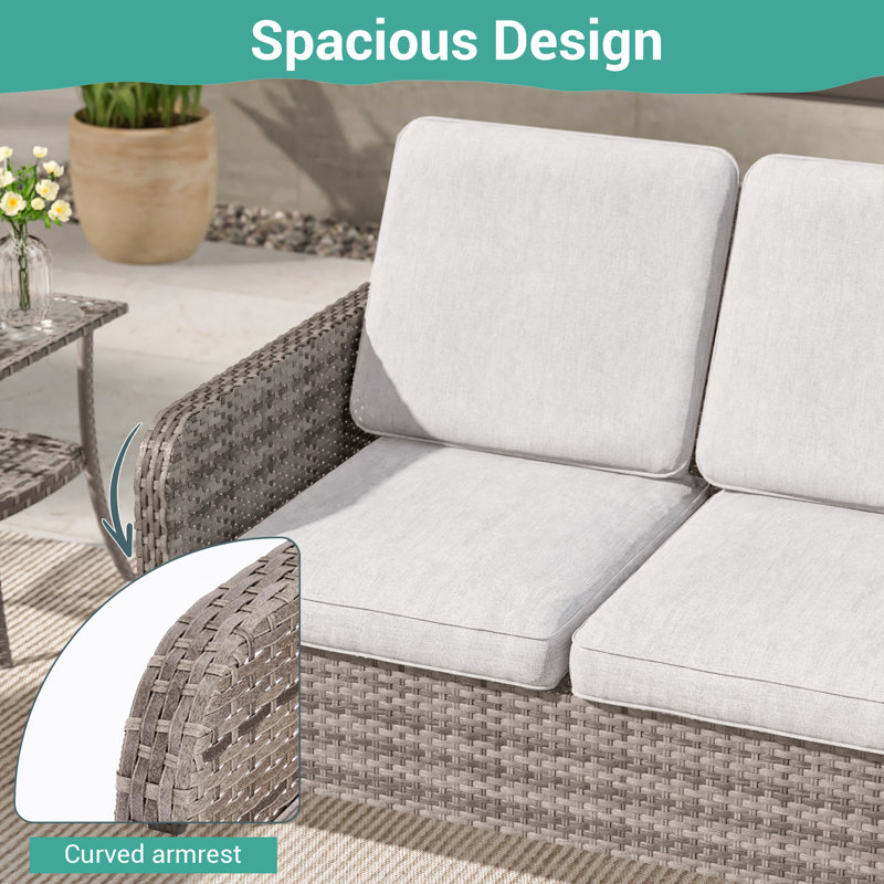 Ensemble de conversation de patio 5 pièces avec chaise et coussins épaississants, Lin gris