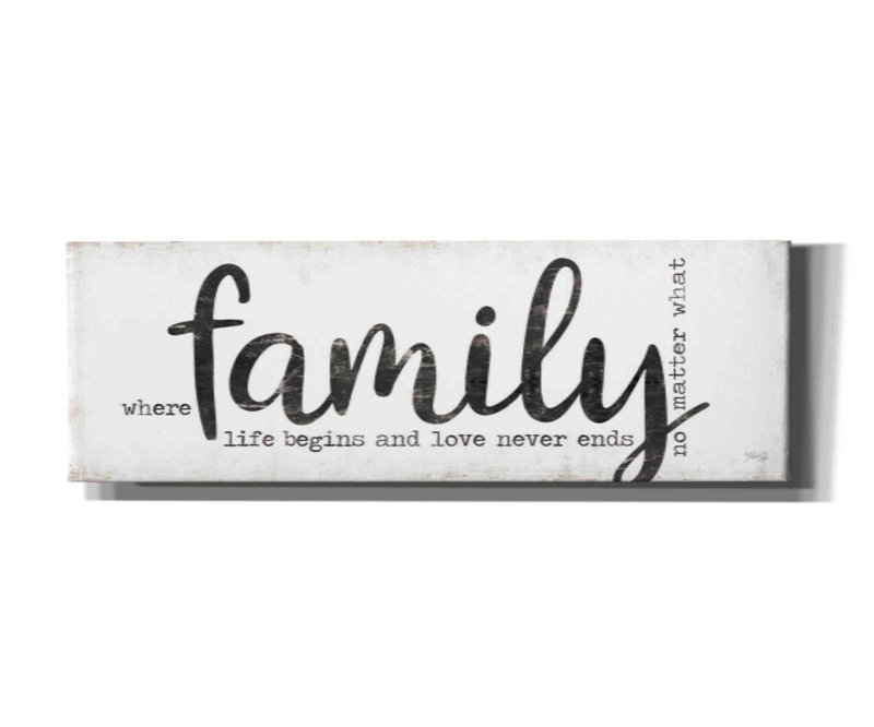 «Family Where Life Begins» par Marla Rae, art mural sur toile, H 12 po x l 36 po x P 1,5 po
