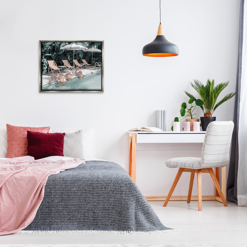 «Tropical Disco Balls Floater Frame» par Ziwei Li sur, Cadre flottant gris lustré, H 25 po x l 31 po