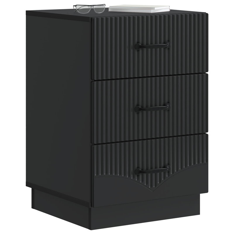 43cm W Manufactured Wood Bedside Table, Black
