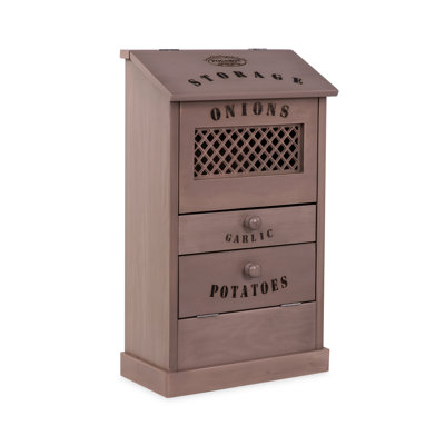 Rangement pour pommes de terre, oignons et ail Dhrampa - Armoire de rangement et d'organisation en bois